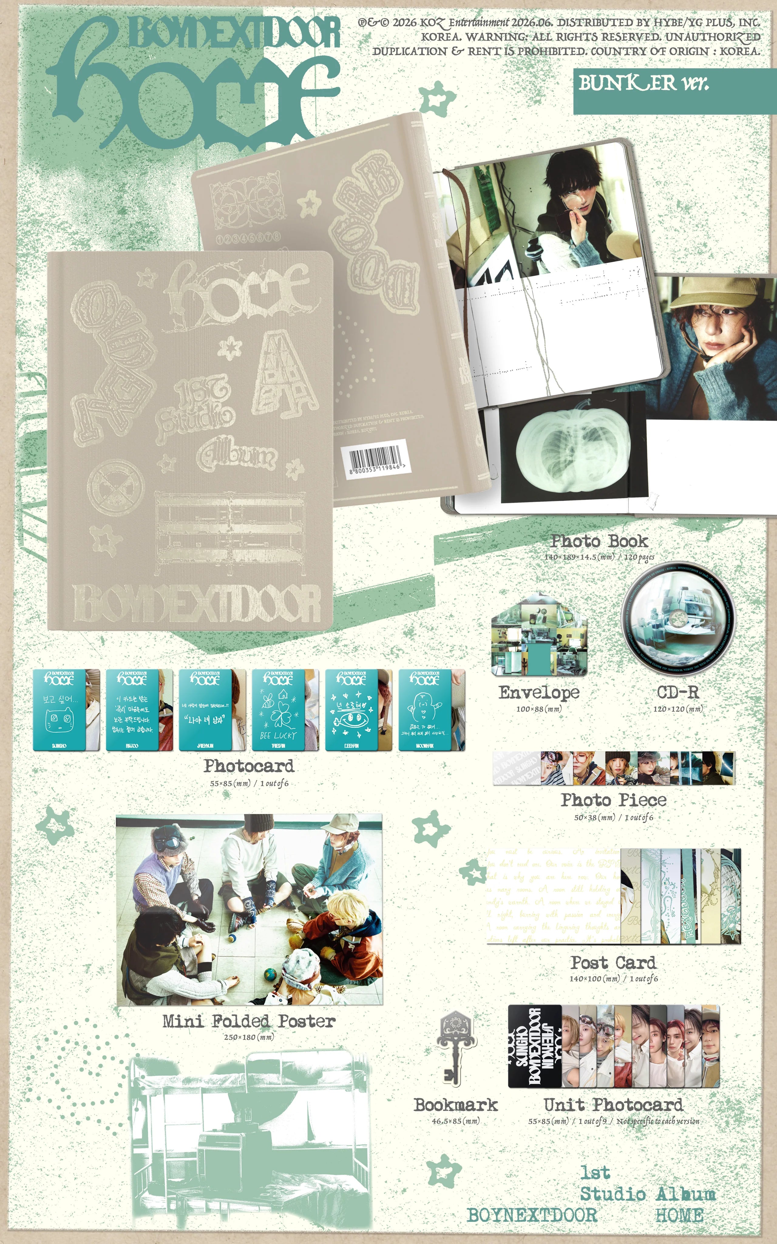 BOYNEXTDOOR - The 1st STUDIO ALBUM 'HOME' (BUNKER ver.)