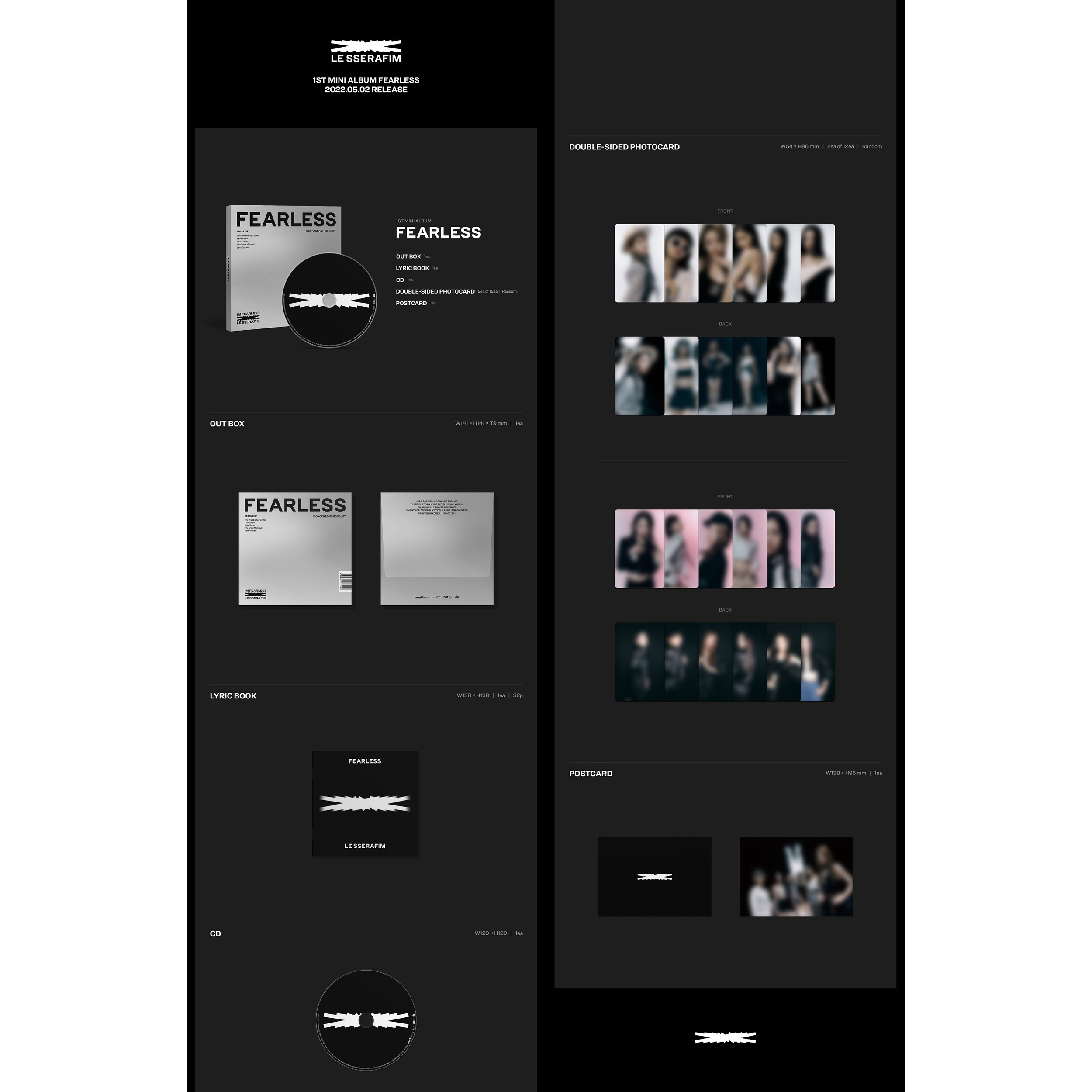 LE SSERAFIM - 1st Mini Album 'Fearless' (Monochrome Bouquet Ver.)