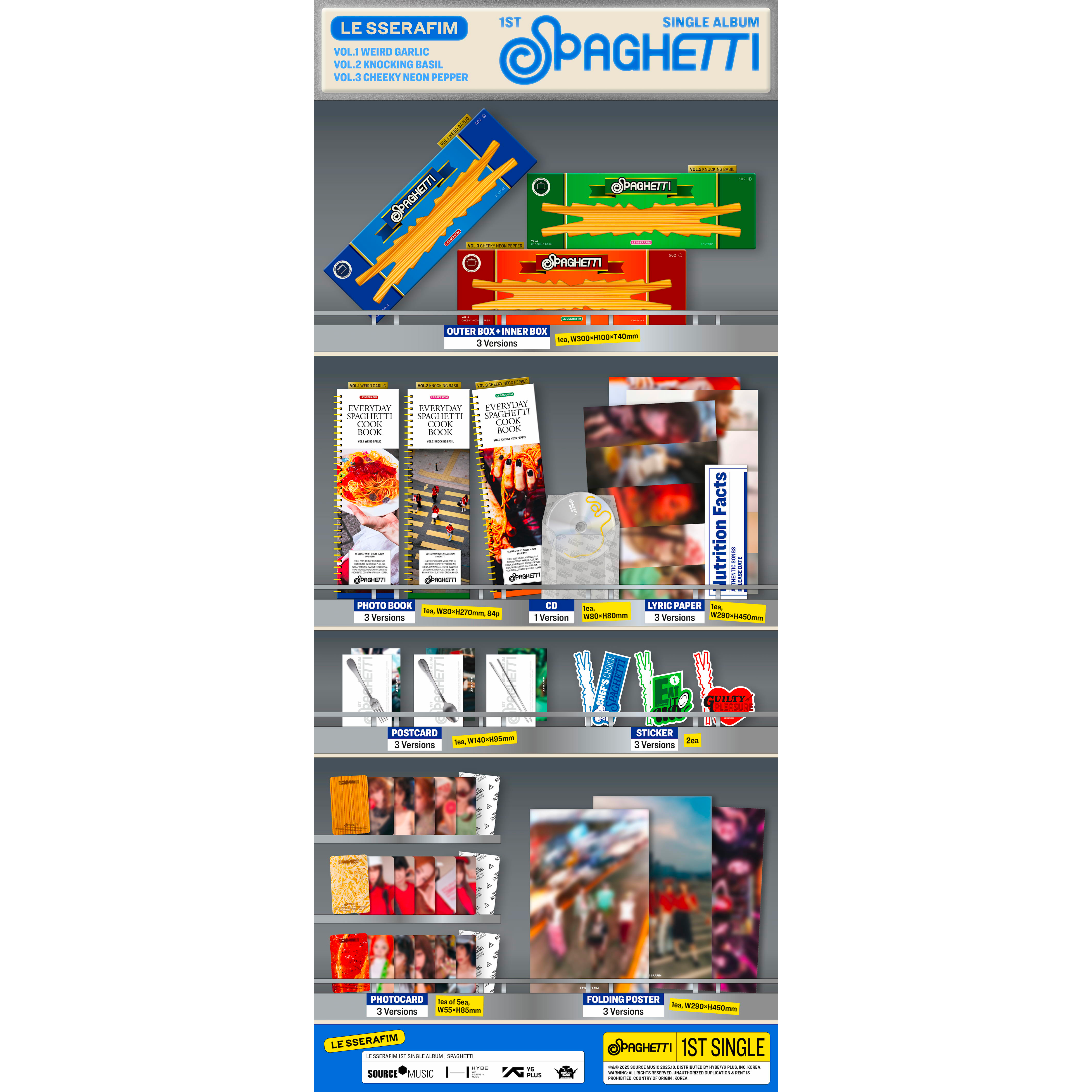 LE SSERAFIM - 1st Single Album 'SPAGHETTI' [KNOCKING BASIL]