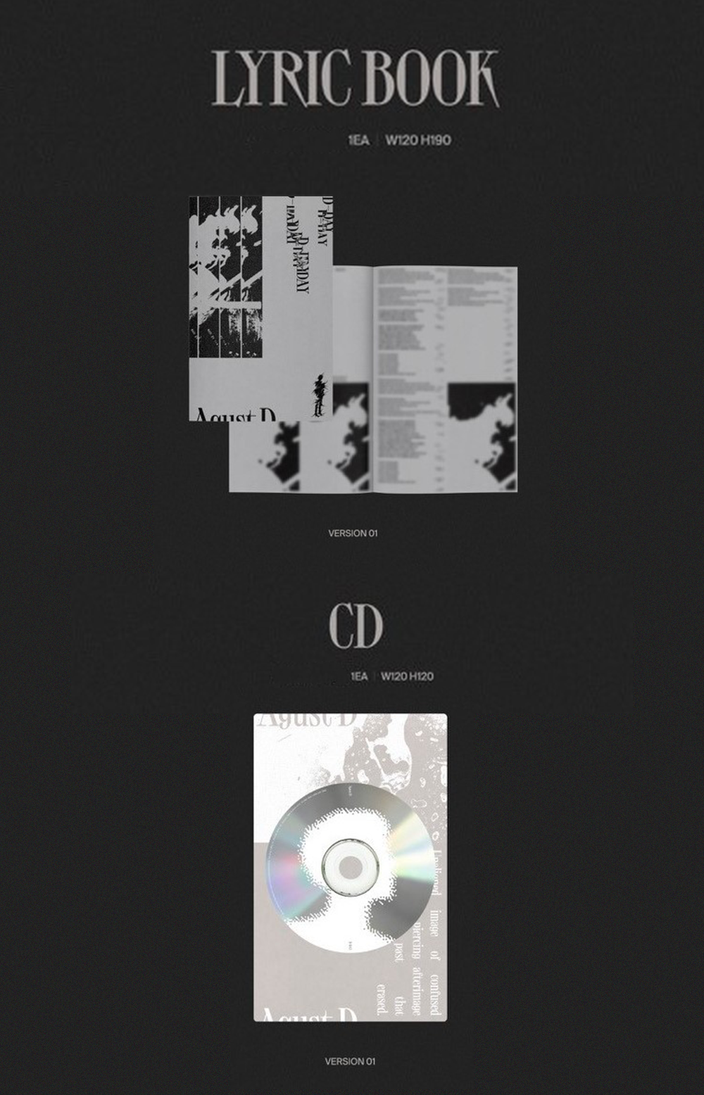 Agust D (Suga of BTS) - D-DAY (VERSION 01) - CD + Goodies